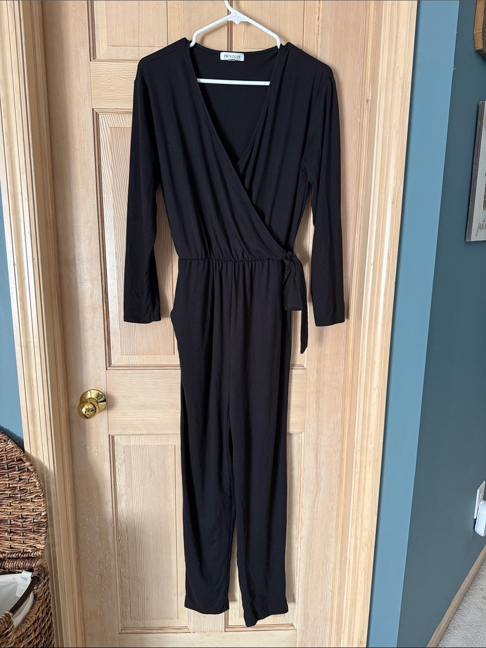 Prologue Black Wrap-Front Jumpsuit with Tie Waist